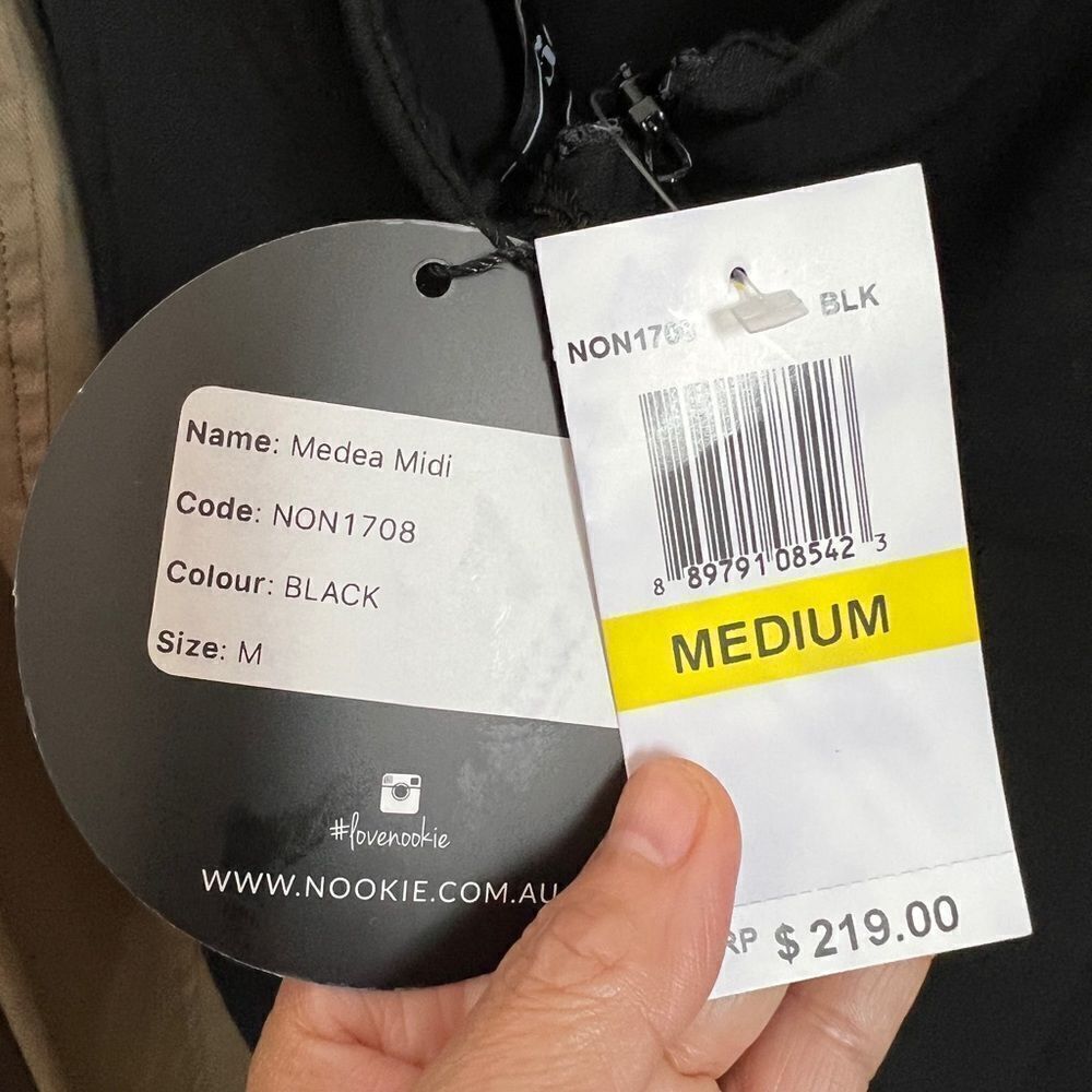 Nookie Medea Midi Body-con Dress Size MEDIUM in Black - Picture 4 of 5